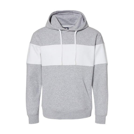 J. America - Varsity Fleece Colorblocked Hooded Sweatshirt - 8644 - Oxford - Size: XL