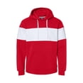 thumbnail image 1 of J. America - Varsity Fleece Colorblocked Hooded Sweatshirt - 8644 - Red - Size: XS, 1 of 2