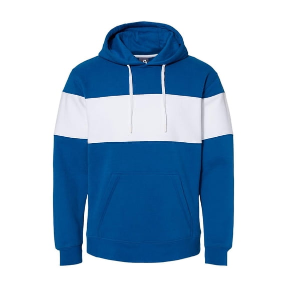 J. America - Varsity Fleece Colorblocked Hooded Sweatshirt - 8644 - Royal - Size: XS