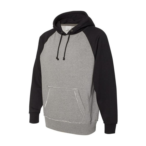 J. America - Vintage Heather Hooded Sweatshirt - 8885 - Smoke Heather/ Black