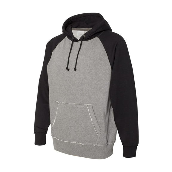 J. America - Vintage Heather Hooded Sweatshirt - 8885 - Smoke Heather/ Black
