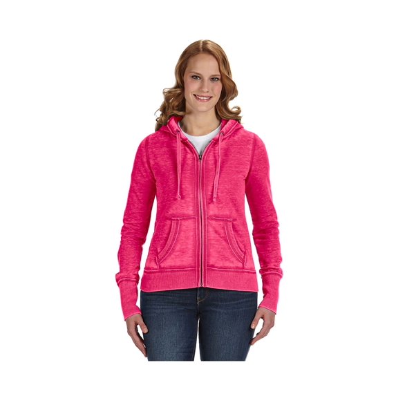 J-America WoMen's Vintage Zen Long Cuffs Zip Hooded Fleece, Style J8913