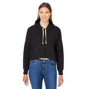 J. America - Women's Crop Hooded Sweatshirt - 8853 - Black Solid - Size: XL