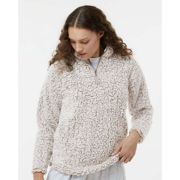 J. America Womens Epic Sherpa Quarter-Zip Pullover