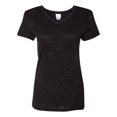 thumbnail image 1 of J. America Women’s Glitter V-Neck Short Sleeve T-Shirt, 1 of 5
