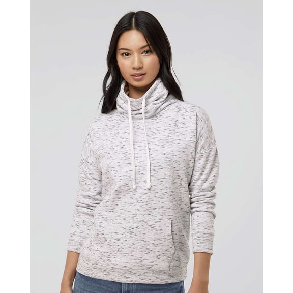 J. America Women’s Mélange Fleece Cowl Neck Sweatshirt