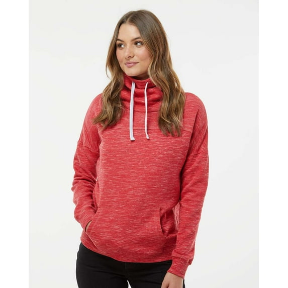 J. America Women’s Mélange Fleece Cowl Neck Sweatshirt