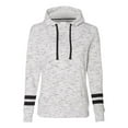 thumbnail image 1 of J. America Women’s Mélange Fleece Striped-Sleeve Hooded Sweatshirt, 1 of 3