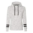 thumbnail image 1 of J. America Women's Melange Fleece Striped Sleeve Hooded Pullover, Style 8674, 1 of 3
