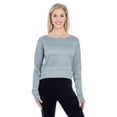 thumbnail image 1 of J. America Women's Odyssey Striped Performance Fleece Hi-Low Crewneck Sweatshirt Size up to 2XL, 1 of 3