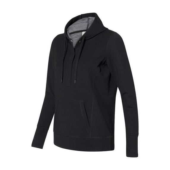 J. America - Women's Omega Stretch Snap-Placket Hooded Pullover - 8431