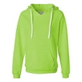 thumbnail image 1 of J. America Women's Sueded V-Neck Hooded Sweatshirt 8836 - Neon Green Size XL, 1 of 5
