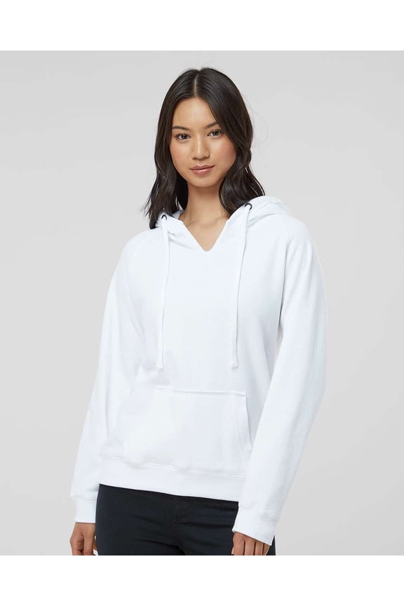 Women�'s Sueded V-Neck Hooded Sweatshirt