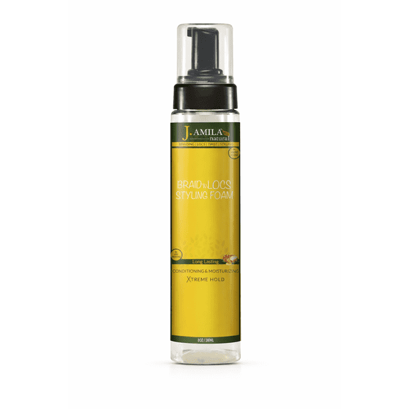 J. Amila Braid ’N Locs Styling Foam - Conditioning & Moisturizing Xtreme Hold for All Hair Types (8oz)