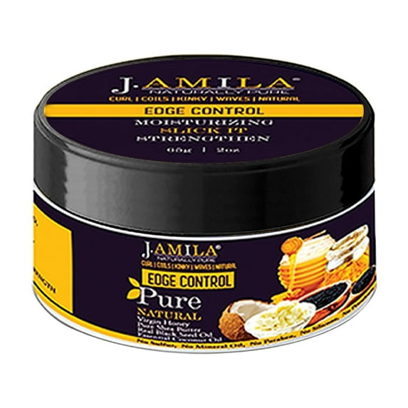 J. Amila Naturally Pure Edge Control Wax - Flake-Free, Strong Hold, All Hair Types, 4oz