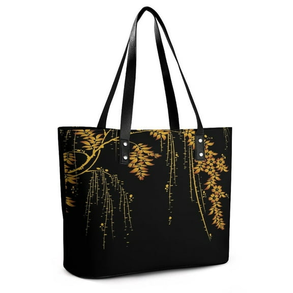 J Apanese Yellow Flower Woman Leather Handbags Large Tote Bag Fashion Portable Handbags With Zipper