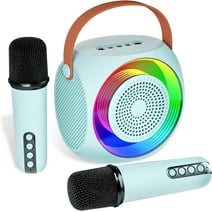 J&B Mini Portable Bluetooth Karaoke Speaker with 2 Microphones, Birthday Gifts for Girls Boys (Blue)