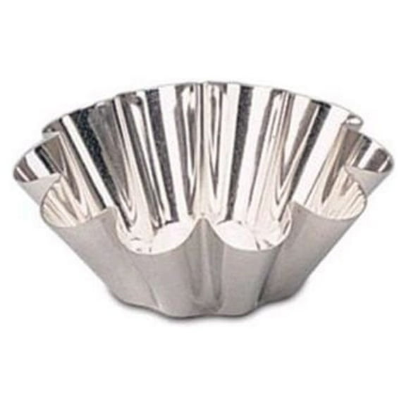 J.B. Prince M118 80 Tinned Steel 2 Oz. Fluted Brioche Mold - 12 Pieces