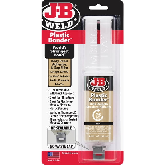 J-B Weld 50133 Plastic Bonder Structural Adhesive Syringe - Tan - 25 ml