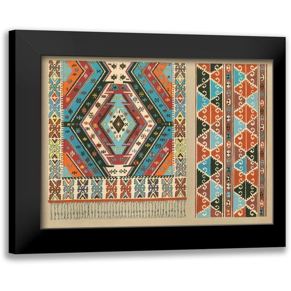 J.B. Waring 14x11 Black Modern Framed Museum Art Print Titled - Turkish Carpet Design