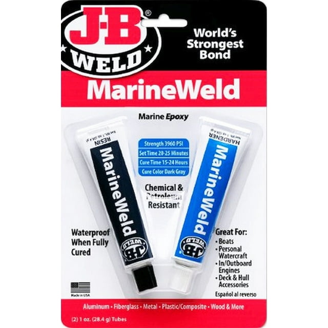 J-B Weld 1oz Gray Marine Weld Epoxy Adhesive Kit is a specially formulated two-part epoxy cold weld system that provides for strong, lasting repairs for bonding different or similar surfaces