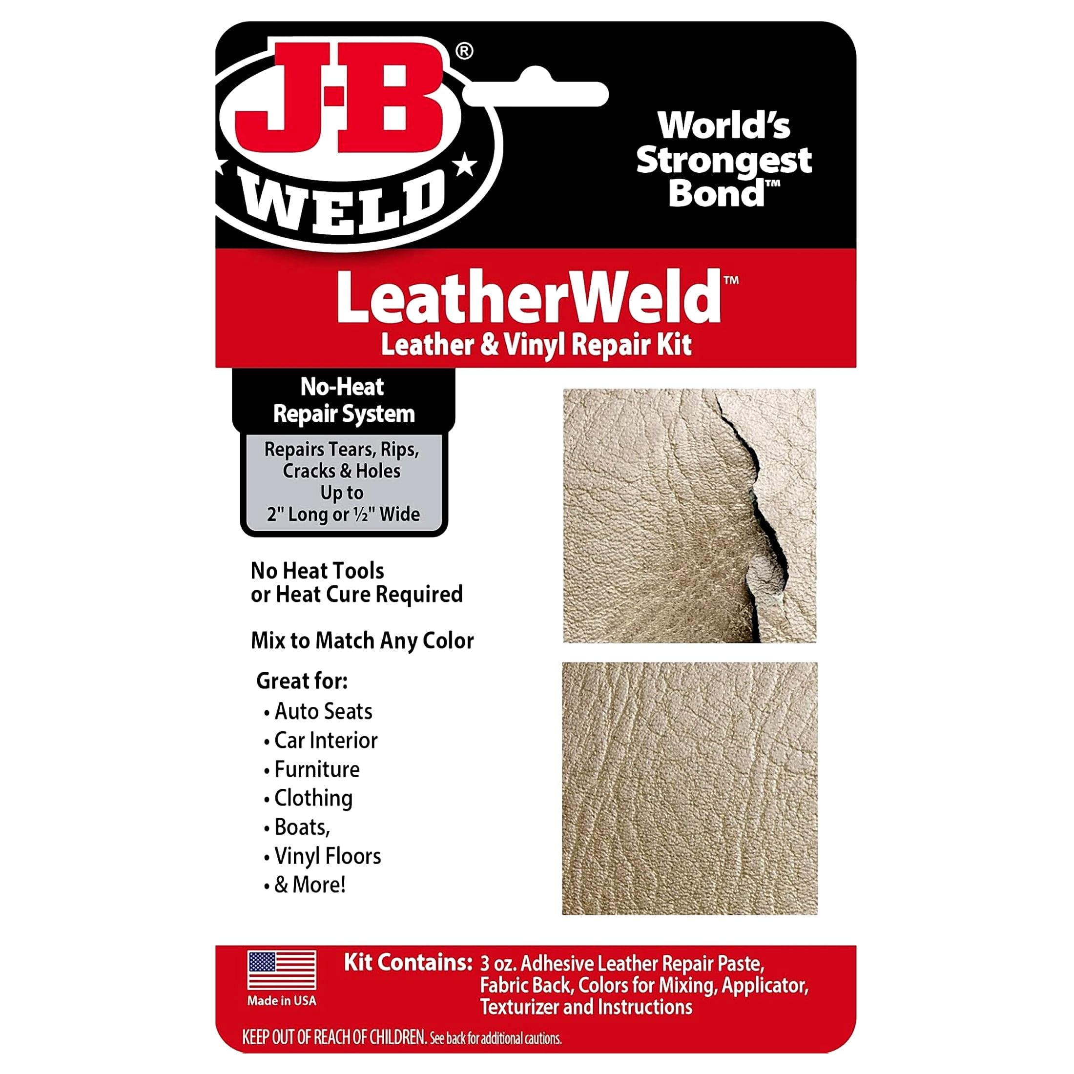 J-B Weld 2130, 3 oz 1.50 x 4.94 x 7.87" Leather Door Threshold Repair Kit