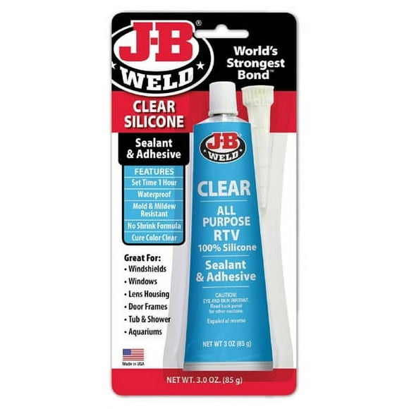 J-B Weld 31310 All-Purpose RTV Silicone Sealant and Adhesive - 3 oz. - Clear, Automotive Adhesives