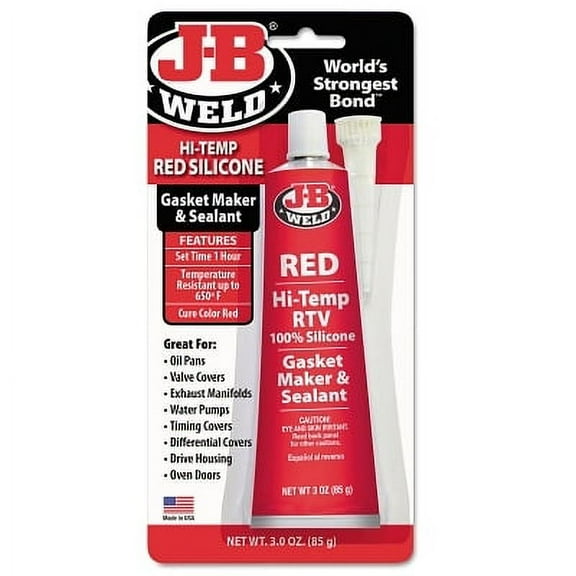 J-B Weld 31314, Hi-Temp Silicone, Red Gasket Maker Industrial Sealant, 0.3 lb 3 oz, 2 Pieces