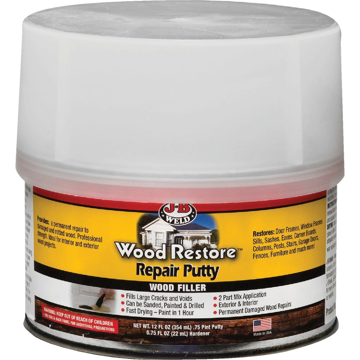 J-B Weld 40003 Wood Restore Repair Putty - 0.75 Pt. Putty, 0.75 Oz. Hardener