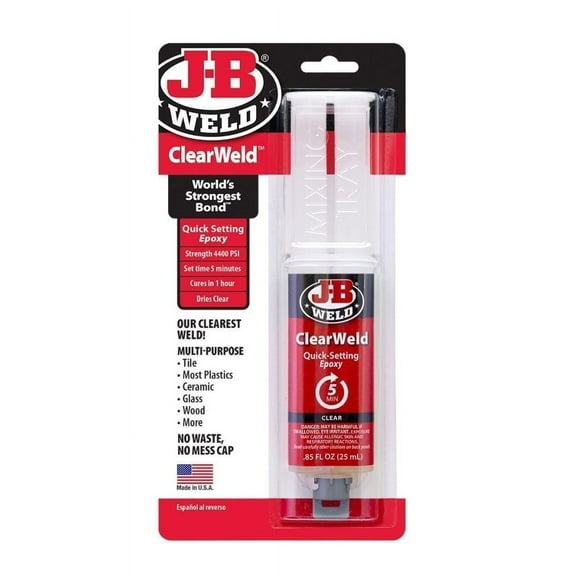 J-B Weld 50112 12 Pack 0.85 oz. ClearWeld Syringe Quick Setting Epoxy