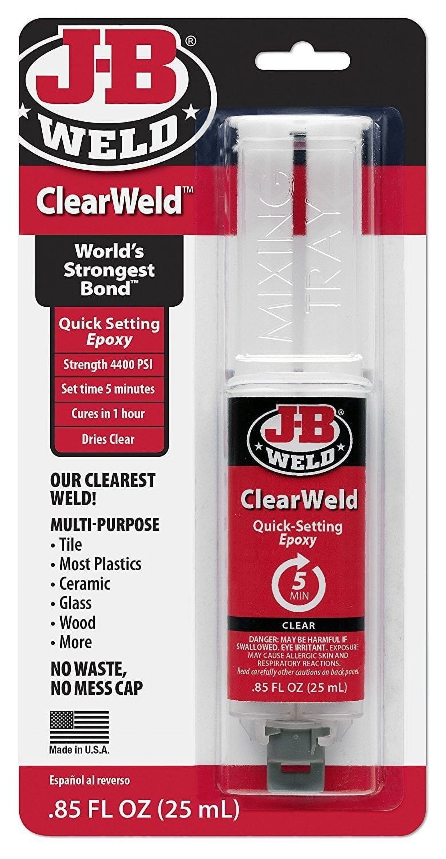 J-B Weld 50112 Clear 25 ml ClearWeld Quick-Setting Epoxy Syringe Pack of 2