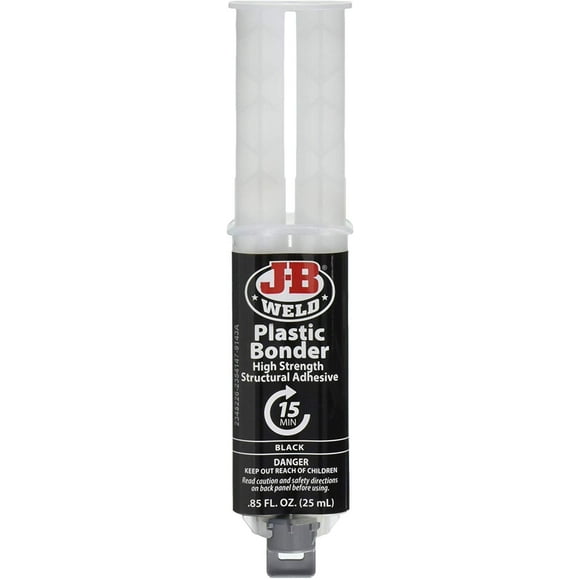 J-B Weld 50139 Plastic Bonder Body Panel Adhesive and Gap Filler Syringe - Dries Black - 0.25 Milliliter 2 Pack