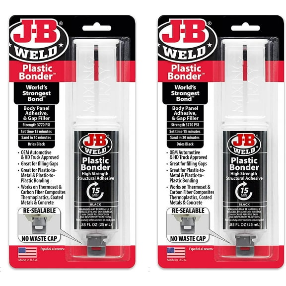 J-B Weld 50139 Plastic Bonder Body Panel Adhesive and Gap Filler Syringe - Dries Black - 25 ml 2