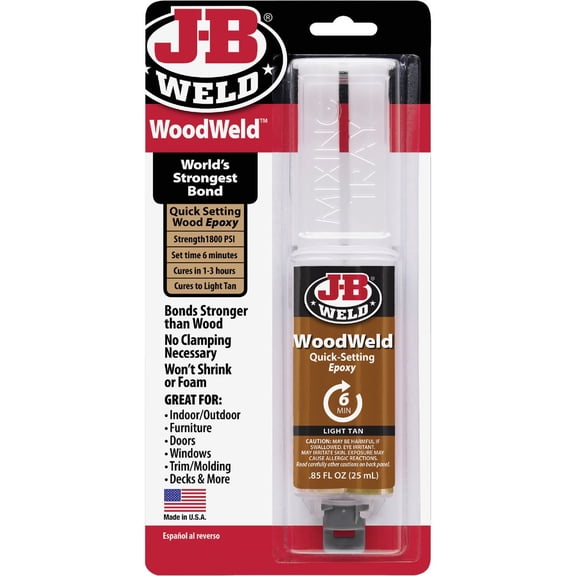 J-B Weld 50151 WoodWeld Epoxy Syringe - Light Tan -.85 fl. oz.