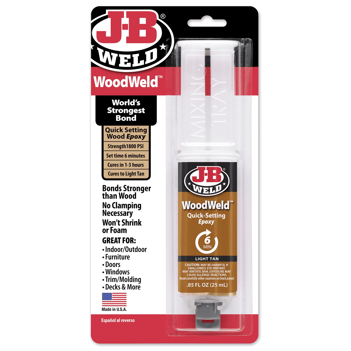 J-B Weld 50151 Woodweld Epoxy Syringe - 25 ml. Tan