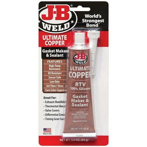 J-B Weld 7441280 3 oz Ultimate Copper High Temperature RTV Gel Silicone Gasket Maker & Sealant