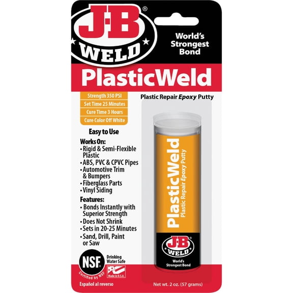 J-B Weld 8237 PlasticWeld Plastic Repair Epoxy Putty - 2 oz Pack of 6