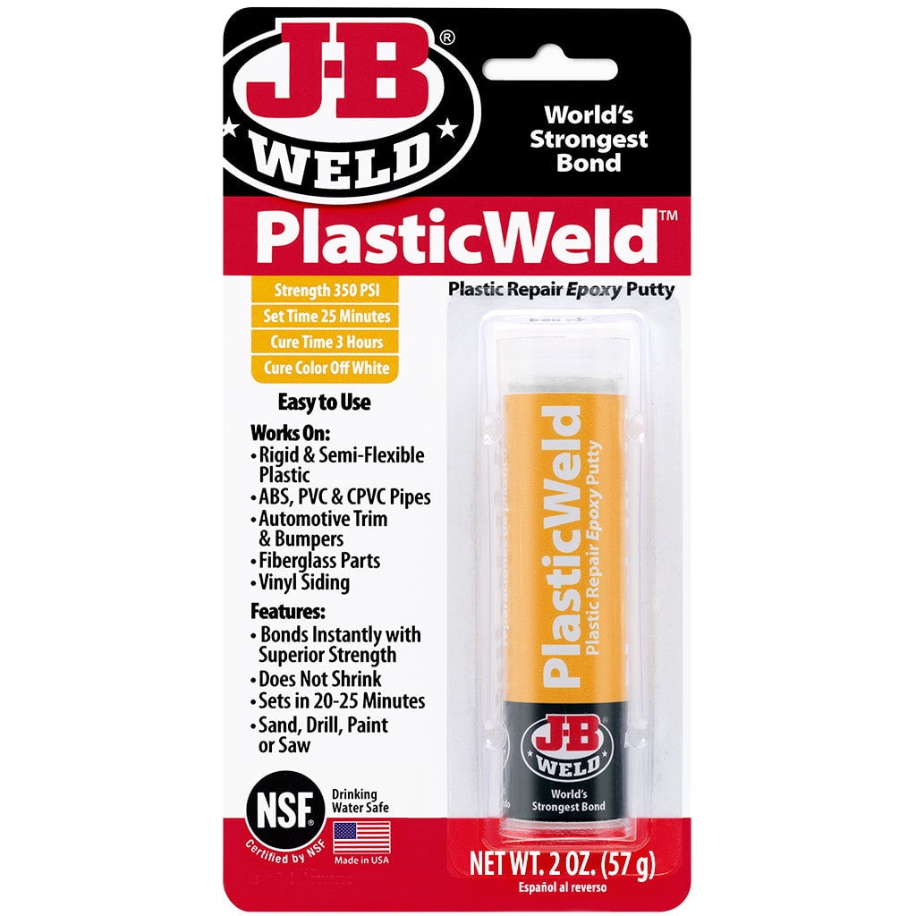 J-B Weld 8237 PlasticWeld Plastic Repair Epoxy Putty Stick, 2 Oz, Each