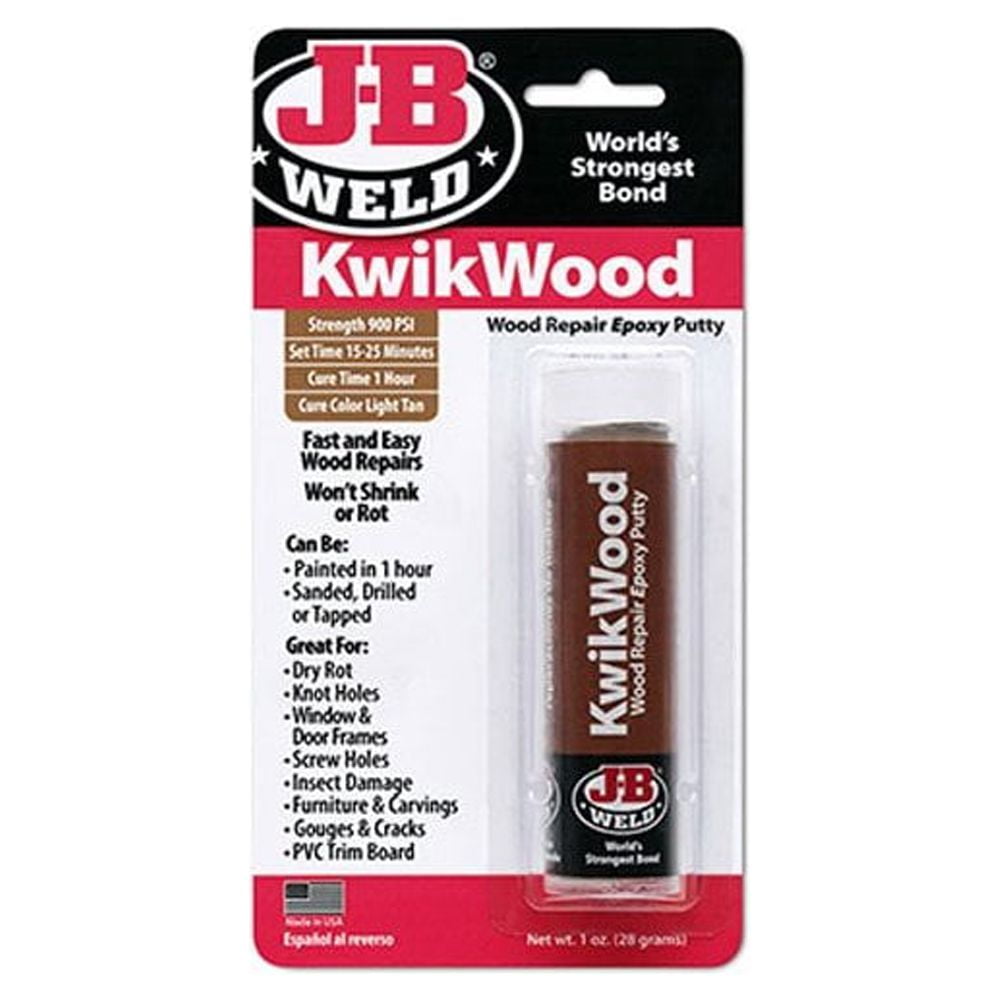 J-B Weld KwikWood Wood Repair Putty Stick - Durable Epoxy Adhesive - 1 Ounce, Beige