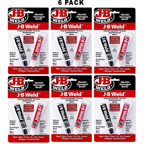 J-B Weld Original Steel Reinforced Epoxy - Twin Pack - 6 Pack, 2 oz Each