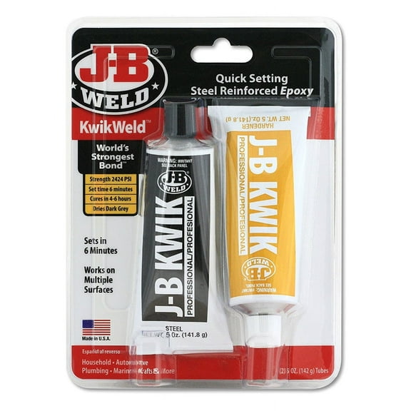 J-B Weld 8271 KwikWeld Quick Setting Steel Reinforced Epoxy Adhesive, 10 oz, 2 Pieces
