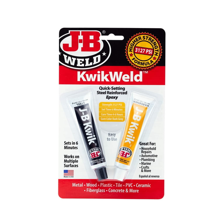 J-B Weld 8276 KwikWeld – Quick Setting Steel Reinforced Epoxy – Dark Grey 2 Oz Twin Tube