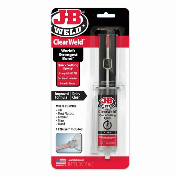 J B Weld Clearweld 14Ml Clear Epoxy Adhesive 5 Minute Set Two Part Strong Bond