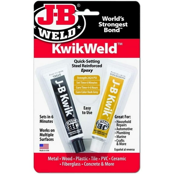 J-B Weld Company 8276 6 Pack 2 oz. KwikWeld Quick Setting Steel Reinforced Epoxy Twin Tube, Dark Grey