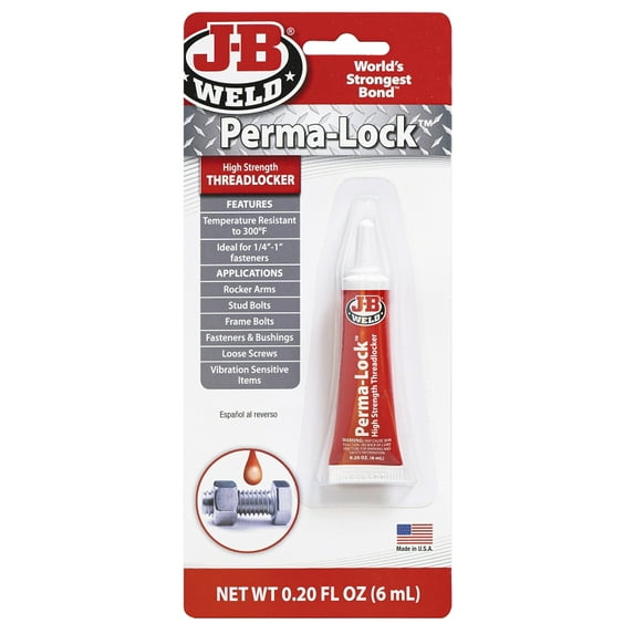 J-B Weld 27106 Threadlocker, Liquid, Mild Organic, Slight, Red, 6 mL, Tube