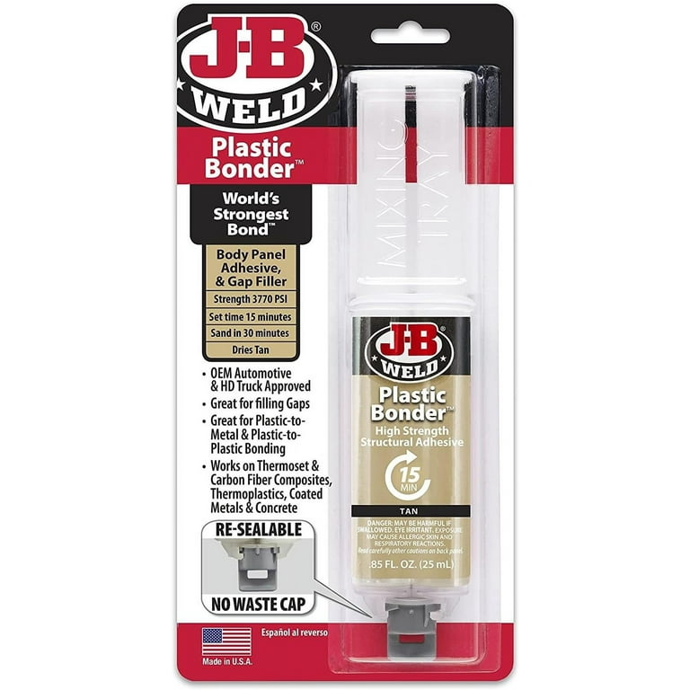 J-B Weld 50133 Plastic Bonder STRUCTURAL Adhesive Syringe - Tan - 25 mL, Beige
