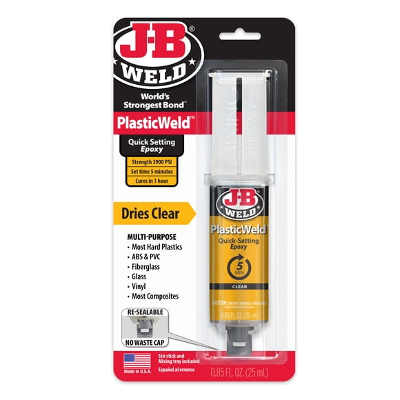 J-B Weld PlasticWeld Quick-Setting Epoxy Syringe - 25 ml, Yellow