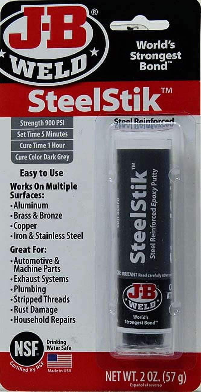 J-B Weld 8267-S SteelStik Steel Reinforced Epoxy Putty Stick - 2 oz