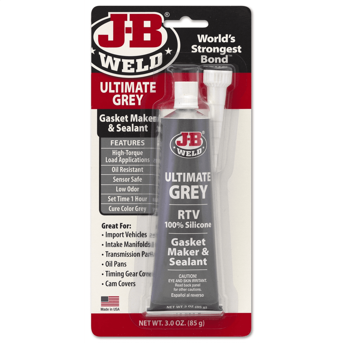 J-B Weld Ultimate Gray Silicone Gasket Maker & Sealant, 3 oz