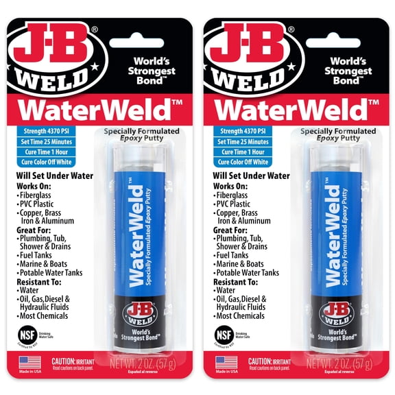 J-B Weld WaterWeld, 1 Hour Cure, Epoxy Putty Stick - 2 Pack, Off-White 8277-2